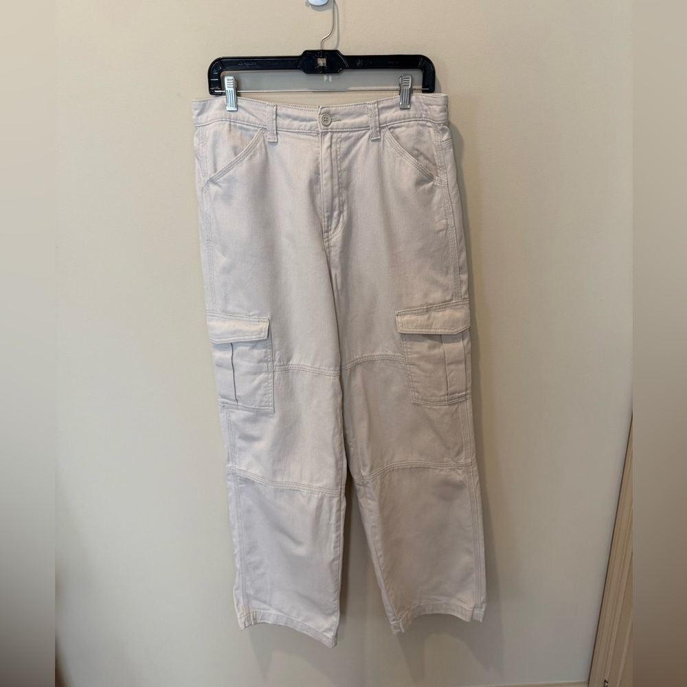 H&M Divided Beige Cargo Pants Wide Leg Utility Trousers US 8 - Picture 2 of 10